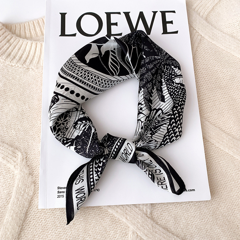Picture of 2024 New Style Silk Scarves Women's Spring and Summer Fashion Printed 100 Mulberry Silk Small Square Scarf South Korea Ribbon Scarf
