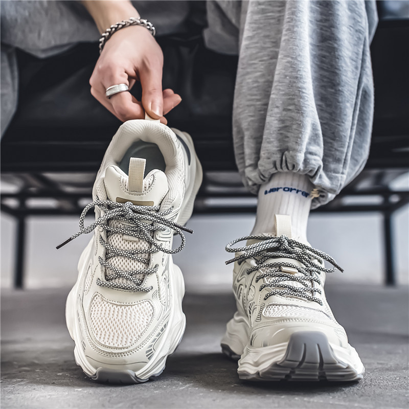 Hong Kong-style Torre Shoes Men's Autumn Fashion Brand Style Youth Mesh Casual All-match Platform Height-increasing sneaker