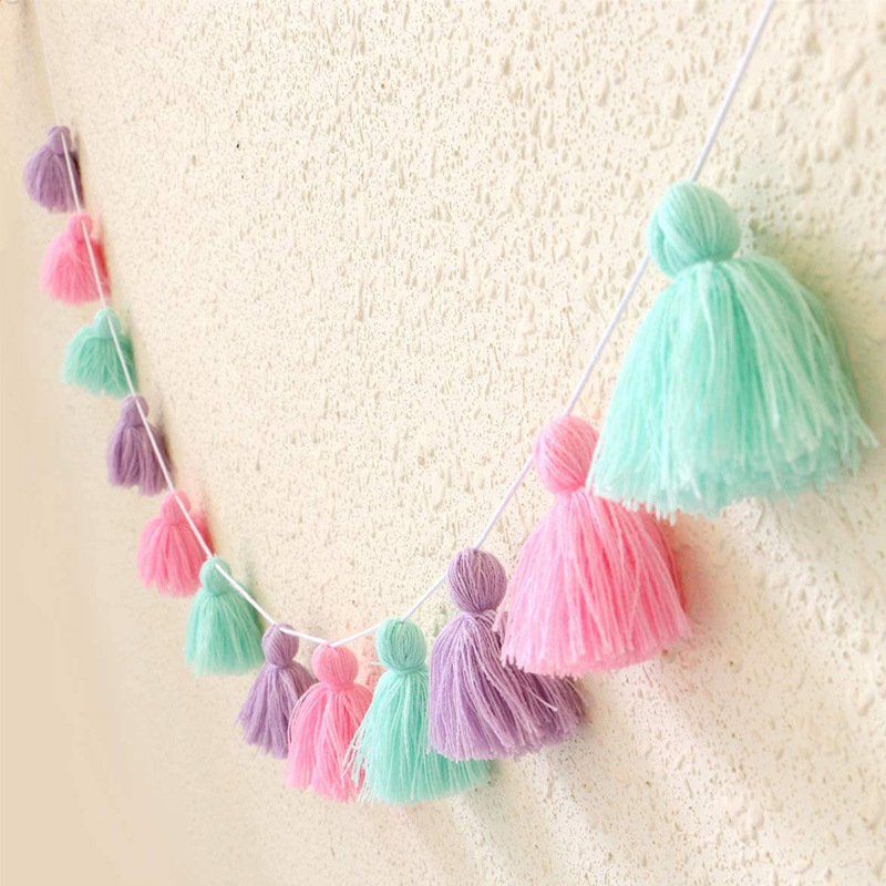 Bohemian Home Decoration Tassel String Wall Hanging ins European and American Style Hair Ball Tassel Wall Tapestry Decoration