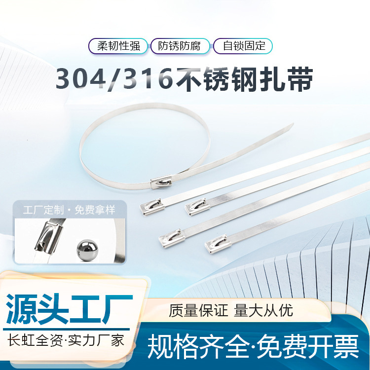 CHS Changhong 304 stainless steel cable tie 4.6*300 self-locking garden cold-resistant sunscreen cable manufacturers wholesale