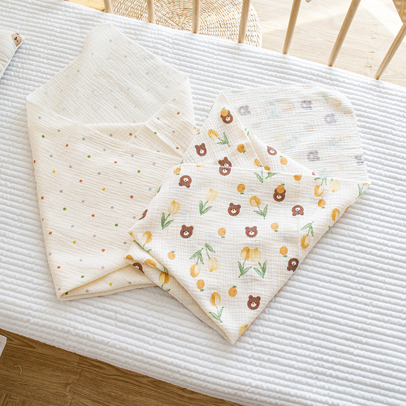 Picture of 2-layer cotton gauze delivery room single-layer double-layer printed wrinkled gauze baby home clothes saliva towel quilt blanket bath towel