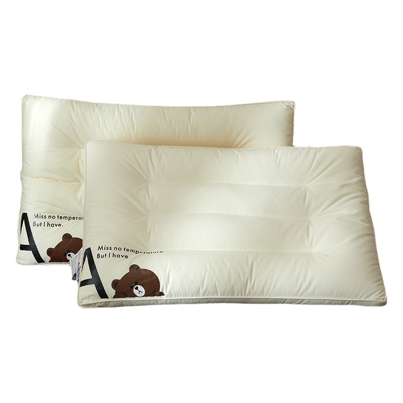 Class a Little Bear Maternal and Infant-Grade Low Pillow, All-Cotton Pillow Core, Children's Home Use, Comfortable Sleep, Cervical Spine Protection, Student and Adult Fashion
