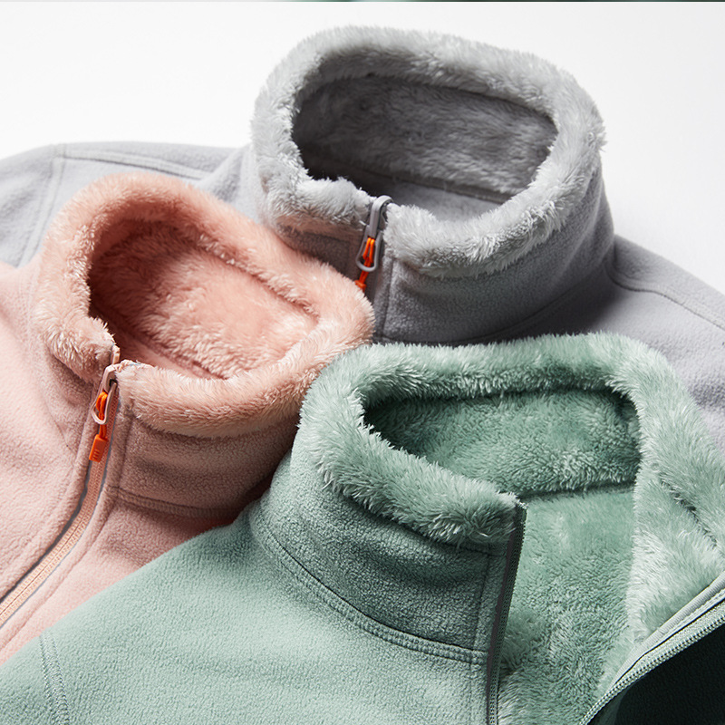 Winter fleece-lined Thickened Warm Fleece Coat Women's Coral Fleece Couple's Outdoor Double-sided Men's Coat Fleece