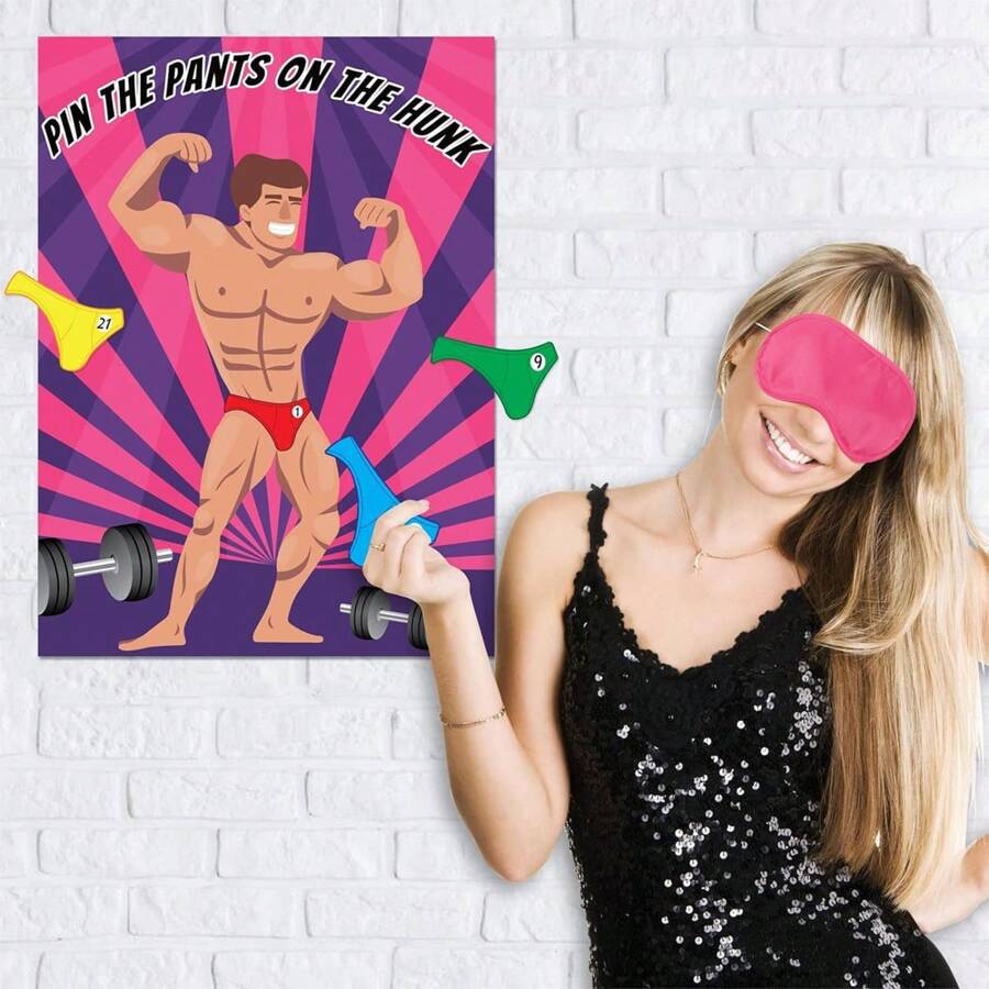 Bachelor Party Blindfold Game Poster Sticker Party Game Blindfold Sex Sticker Photo Background Layout Props
