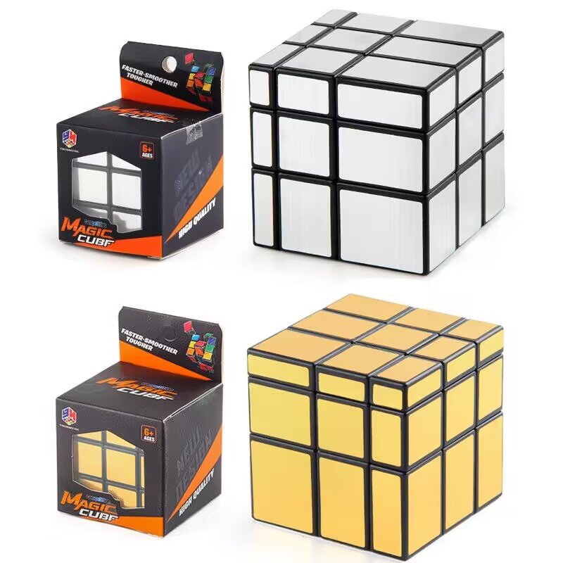 Factory supply children's science and education educational third-level Rubik's Cube 5.7cm golden sticker special-shaped mirror Rubik's cube toy