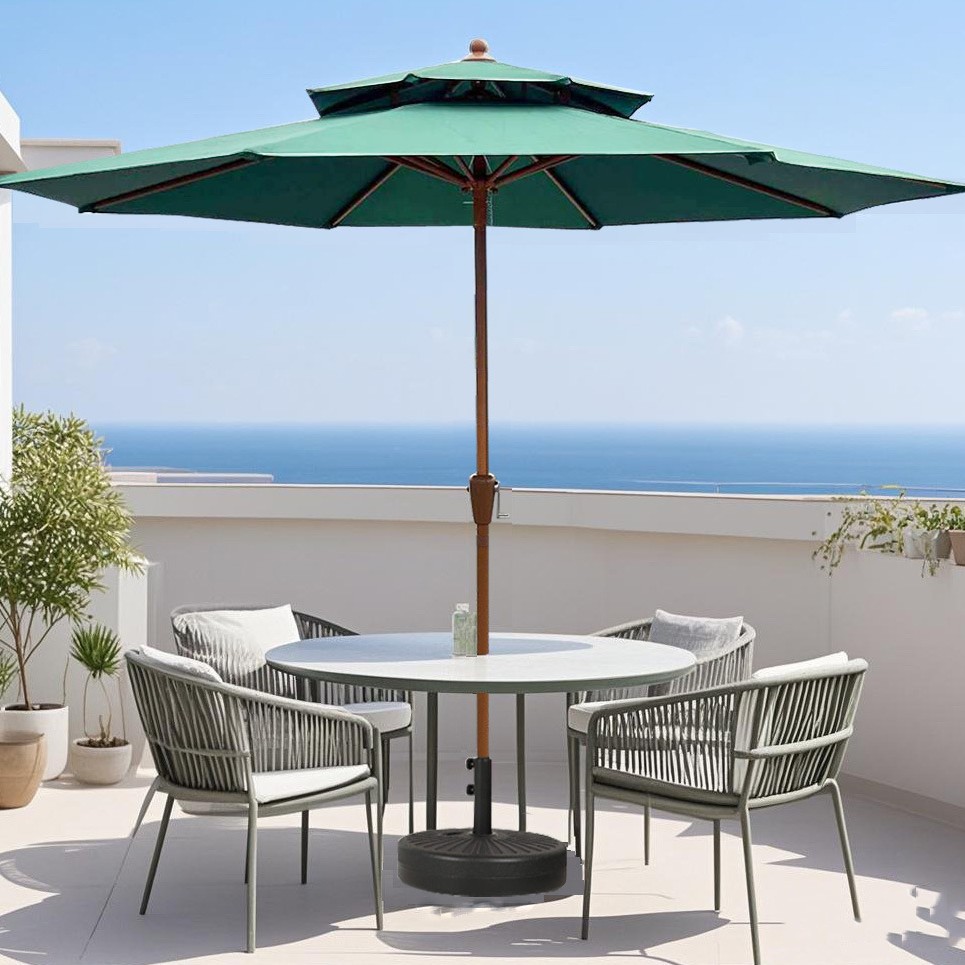 Picture of Outdoor Parasol Villa Courtyard Simple Home Leisure Balcony Terrace Outdoor Stall Sun Protection Double Top Center Column Umbrella