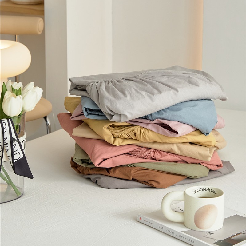 Nordic style solid color quilt cover single piece 40 13374 combed cotton cotton bed hat single product encryption 100 cotton bed sheets