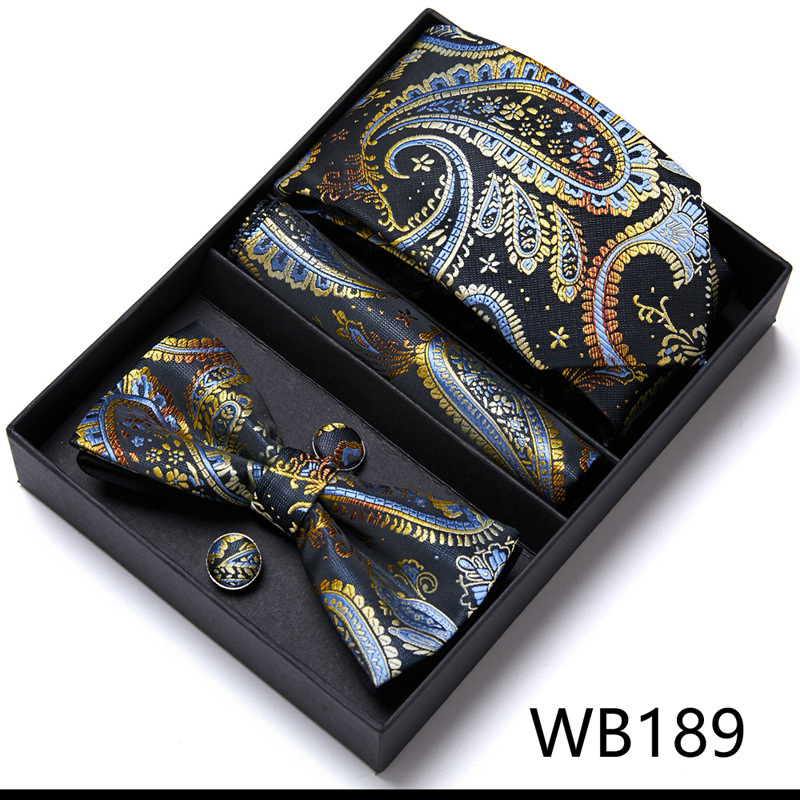 Picture of Men's tie bow tie set gift box 6 sets group tie business formal wedding tie manufacturers wholesale