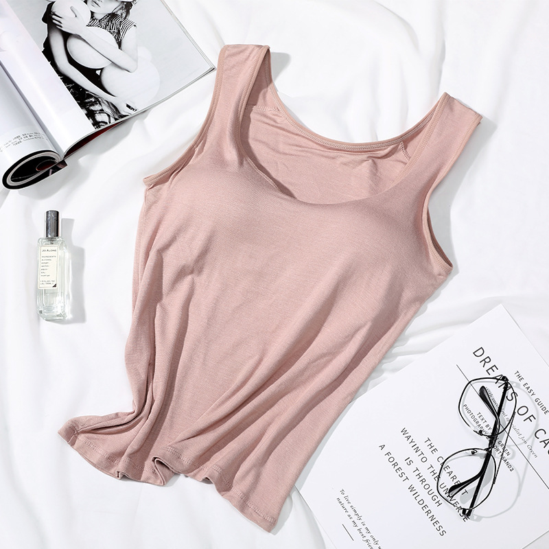 Picture of Women's All-In-One Vest with Breast Pads for Women Without Rims, Bra-Free Cup, Women's Outer Wear Base