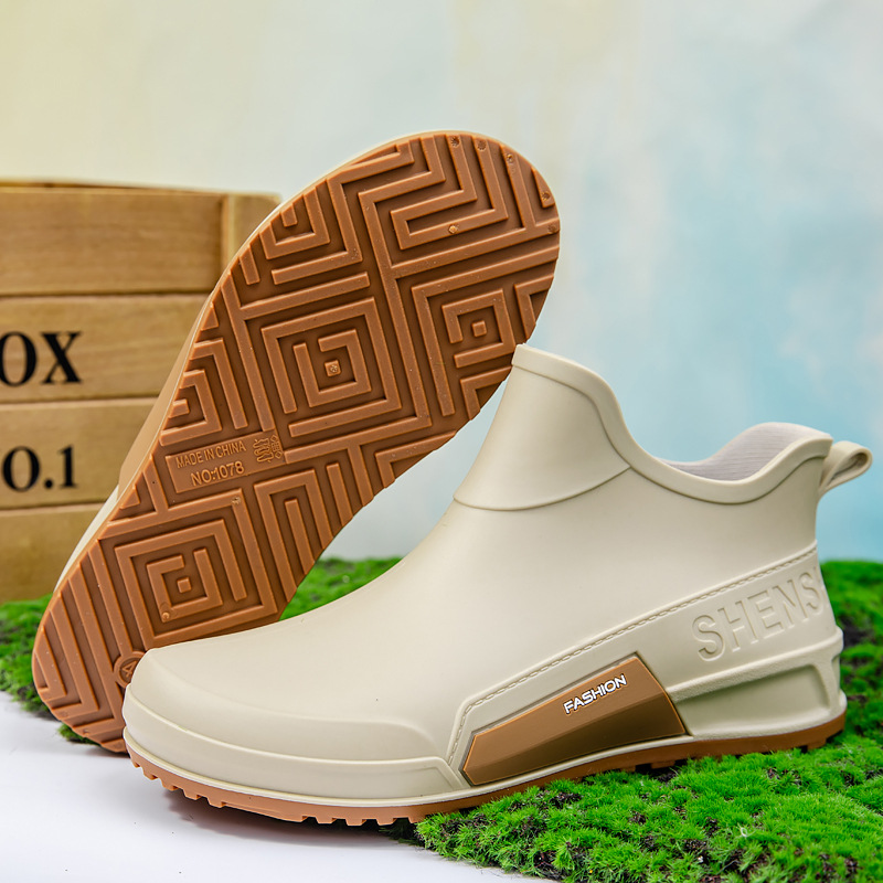 Cross-border fashion short-calf rain boots for men, versatile outdoor couple water shoes, kitchen rubber shoes, waterproof car wash shoes, women's rain boots