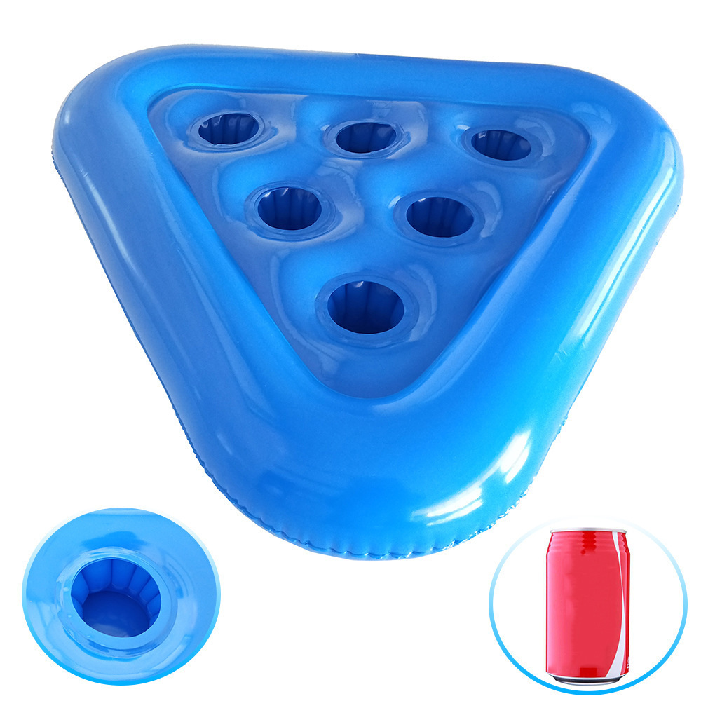 Spot PVC cross-border inflatable triangle cup holder six-hole cross-border beer holder water coaster party throwing toys