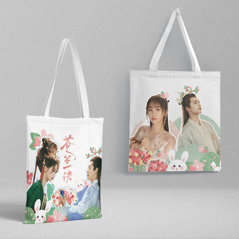 Canglan tactic canvas bag 36x 39cm star pattern Korean shoulder bag portable shopping bag tutorial bag wholesale