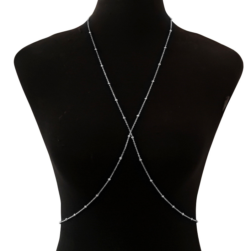 Europe and the United States cross-border hot chest chain fashion summer water droplets simple cross women's sexy body chain jewelry chain