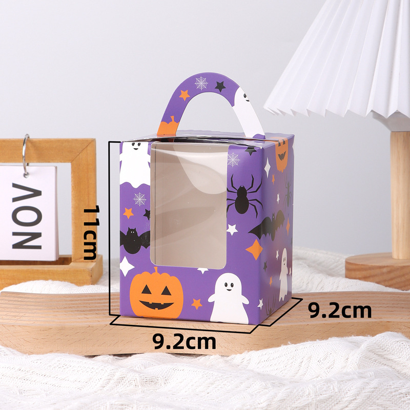 Picture of Halloween 1 Pack Portable Open Window Cupcake Packaging Box Ma Fen Box Egg Tart Box Baking Dessert Packaging Box