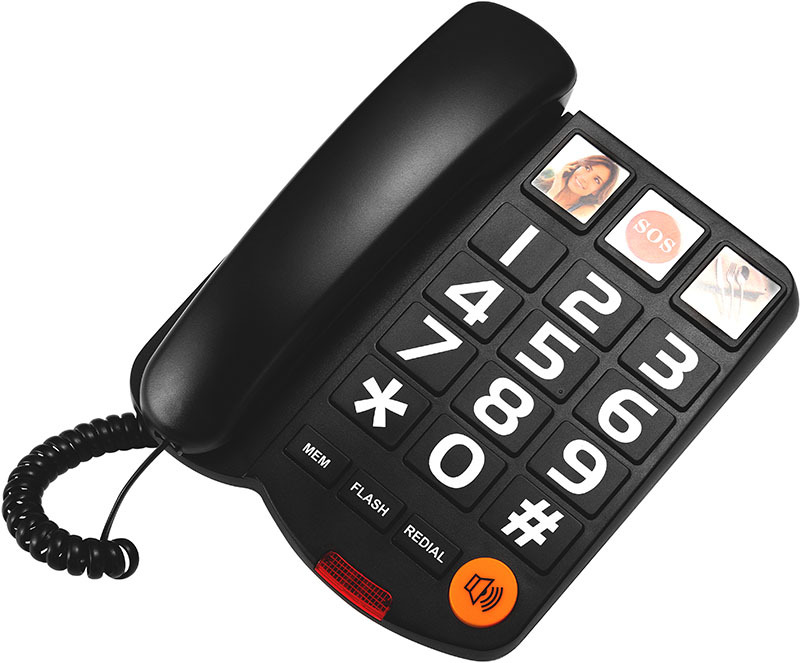 Picture of American telephone set for the elderly wired large digital key volume adjustment fixed line cross-border English packaging