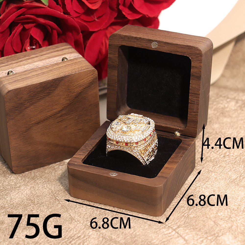 Picture of Widened and Headed Ring Jewelry Storage Box Black Walnut Toggles Jade Ring Box Necklace Gift Packaging Box