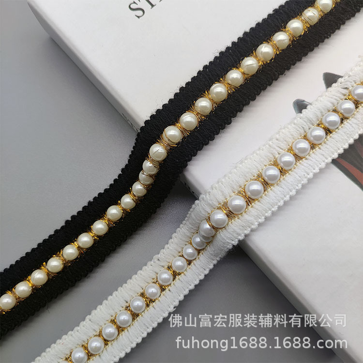 New Paris Pearl Plus Gold Thread Lace Webbing Small Fragrant Edge Strips Small Fragrant Collar Accessories Accessories