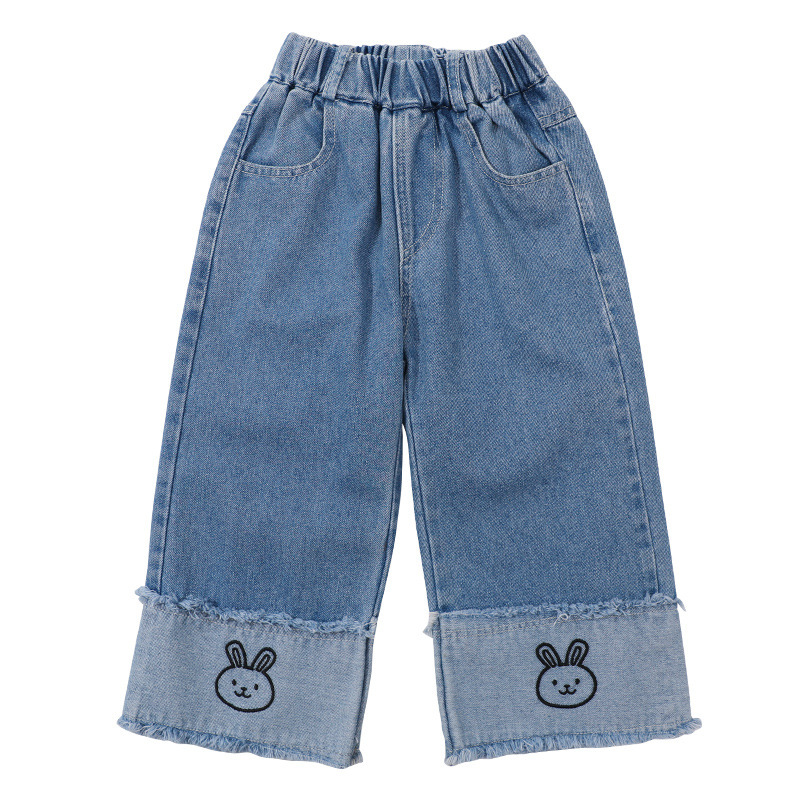 Picture of Best-Selling Spring Straight Pants for Girls, Fashionable Outer Wear for Baby Girls, Spring & Fall Children's Jeans, Wide-Leg Pants