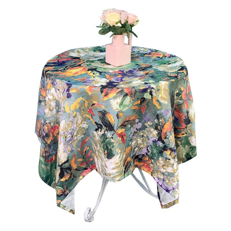 American Style Light Luxury Vintage Oil Painting Dining Table Mat Fabric Ins Household Dust-proof Non-slip Rectangular Cover Cloth Cover Towel Wholesale
