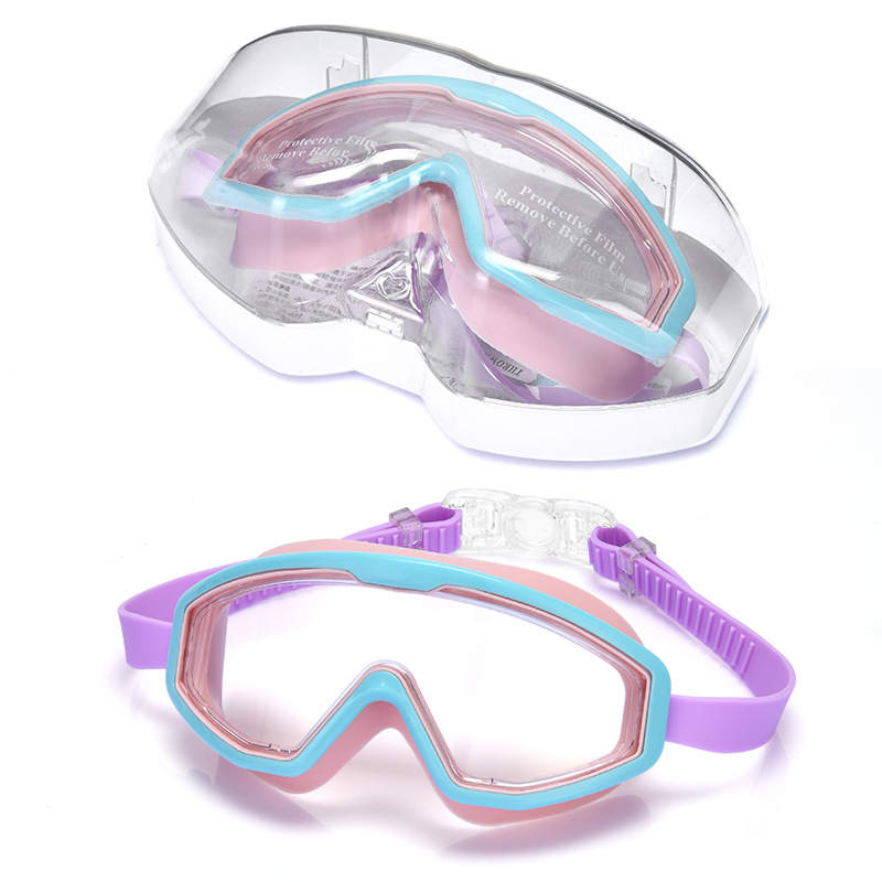 Picture of Cross-Border New Children's Swimming Goggles for Girls, Flat Anti-Fog Large-Frame Swimming Goggles for Boys, Special Equipment for Diving Sports
