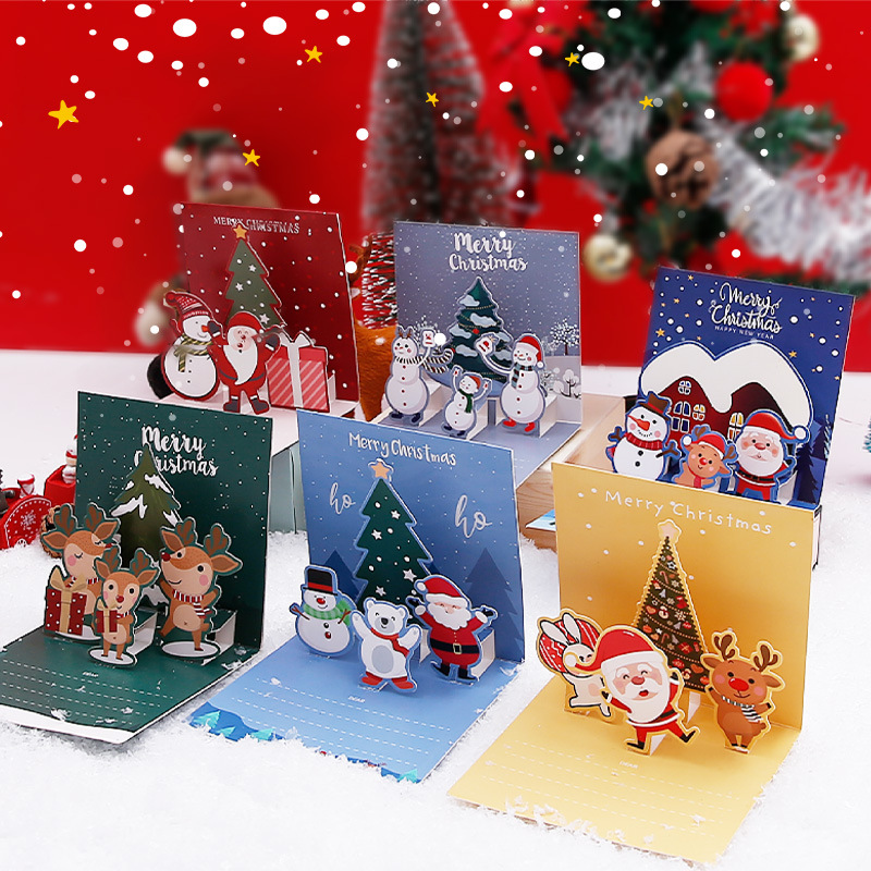 Picture of Amazon Stereo Christmas Greeting Card Creative Christmas Eve Message Holiday Card Gift Folding Card Set