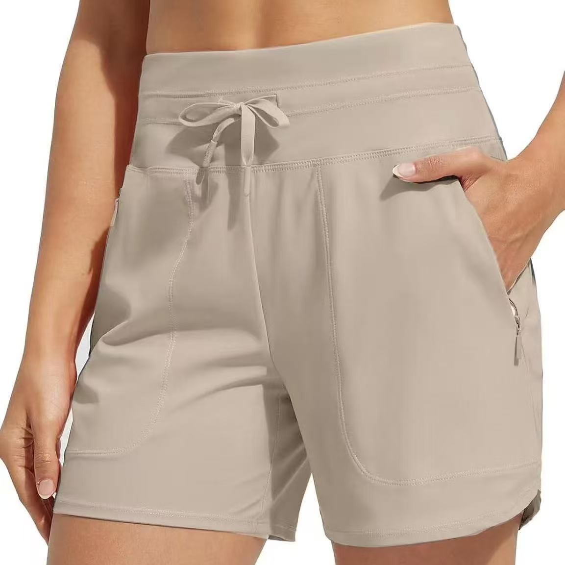 2025 Amazon European and American Shorts Women's High Waist Yoga Shorts Loose Casual Sports Shorts