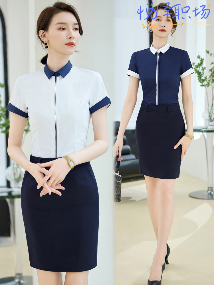 Professional White Shirt Women's Short-sleeved Summer Han Fan OL Student Dress Business Small Collar Shirt Work Clothes Overalls Top
