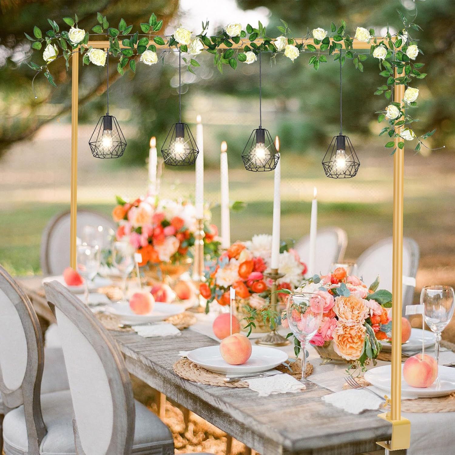 Adjustable table balloon arch bracket table pole holder with clamp for hanging metal decorative pole on table