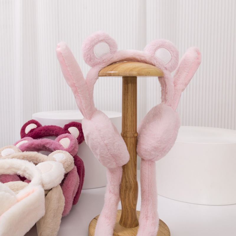 Picture of Cartoon earmuffs winter Korean student plush moving ears cute warm outdoor riding windproof velvet padded