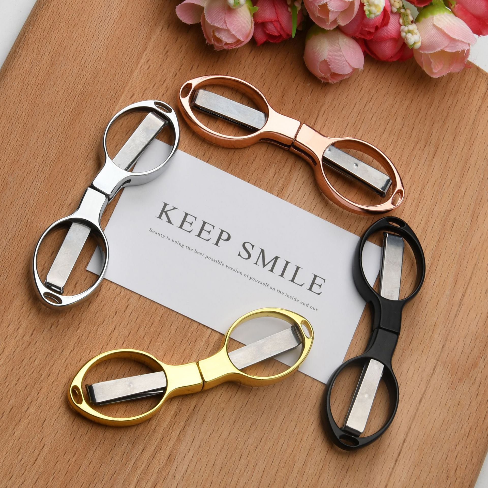 Picture of Stainless steel folding scissors plastic handle/alloy stretch shear travel portable fishing Special 8/eight character scissors wholesale
