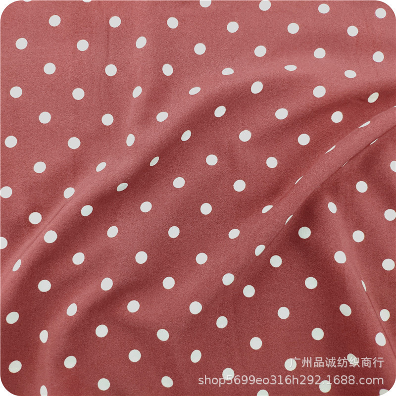 Picture of 100D four-sided bullet wave dot printing micro-elastic polyester 0.8 dot chiffon print shirt dress fabric