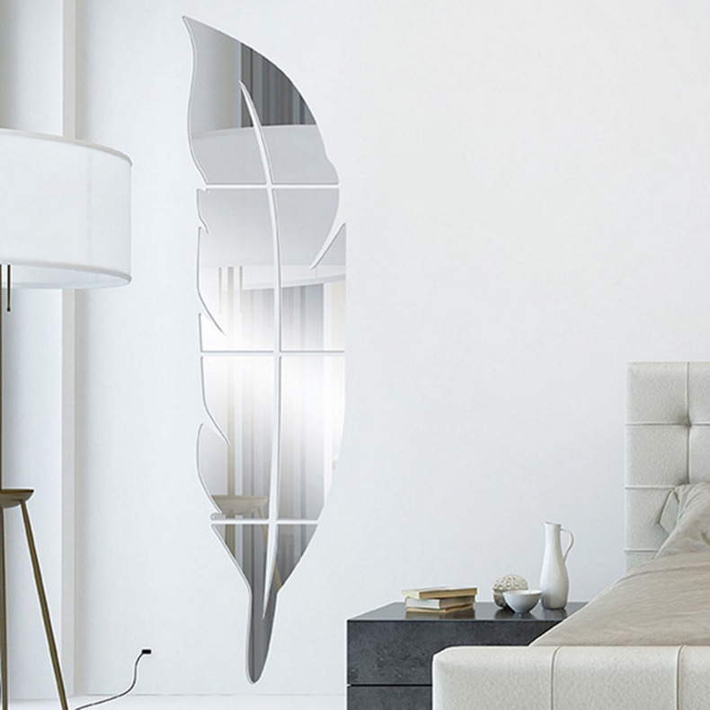 Picture of Feather Mirror Stickers Stereo Mirror Wall Stickers Acrylic Self-Adhesive Home Decoration Stickers Entrance Layout Stickers Xn011