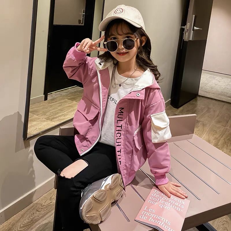 Picture of Girls' Autumn Coat 2022 New Western Style 5-Year-Old Girl Korean 6 Fixture Net Red 7 Middle and Big Children 8 Spring and Autumn Coat