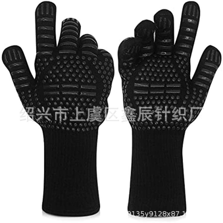 Factory 800 degree aramid high temperature resistant gloves fire retardant microwave oven heat insulation baking oven barbecue gloves
