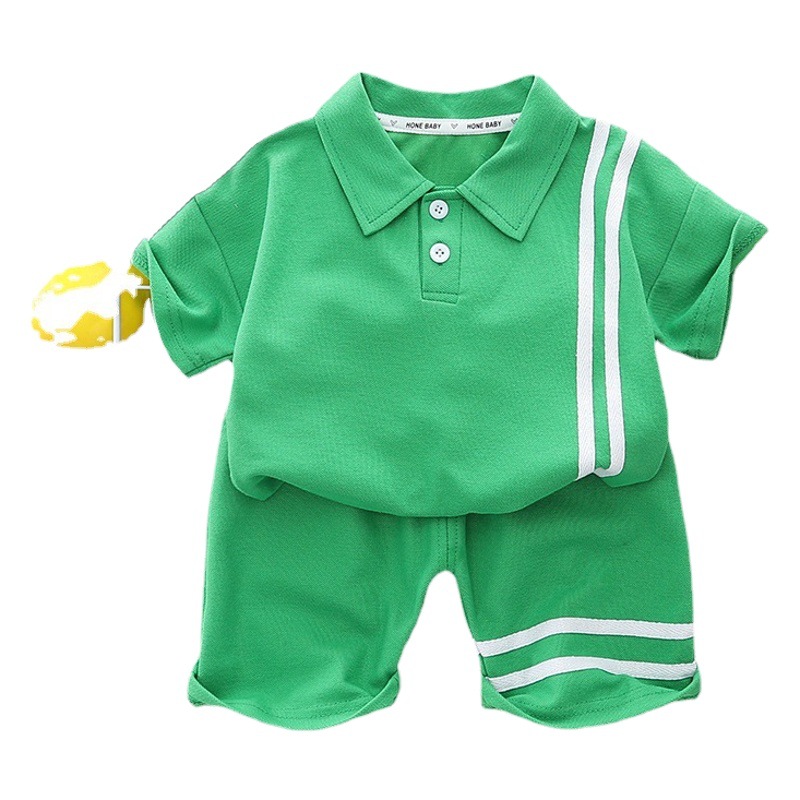 Boys' Summer Short-sleeved Set Children's 2023 New Western Style Children's Summer Fashion Children's Baby POLO Two-piece Set
