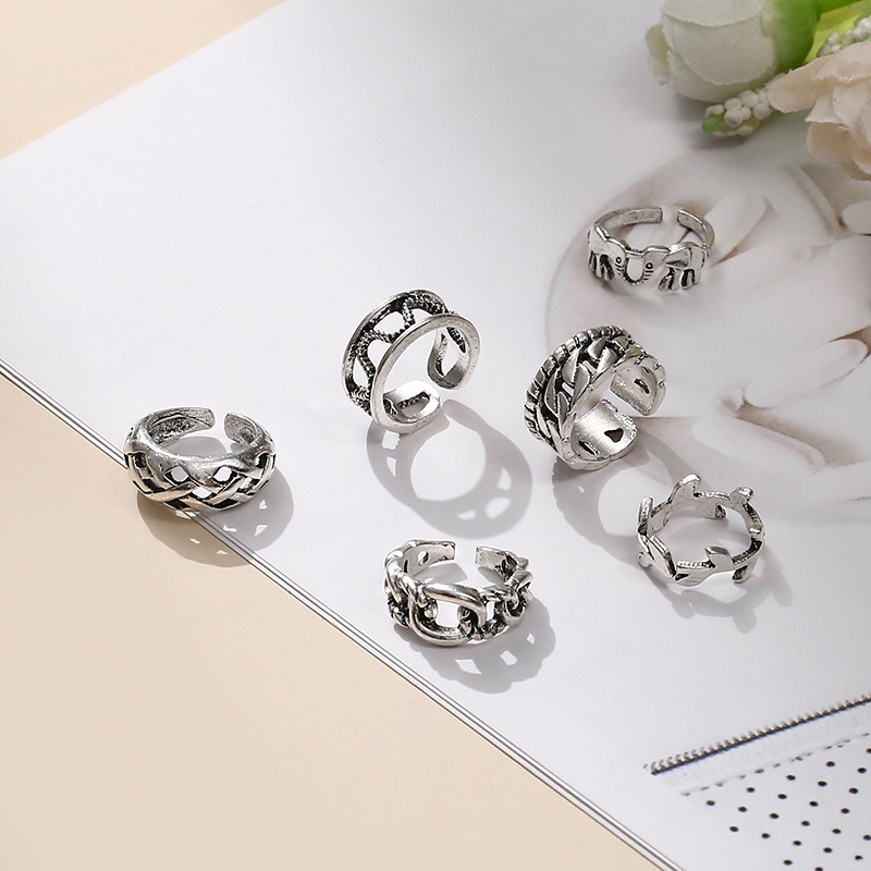 Picture of 2023 European and American cross-border new beach turtle ring retro hollow petal opening adjustable foot ring female wholesale