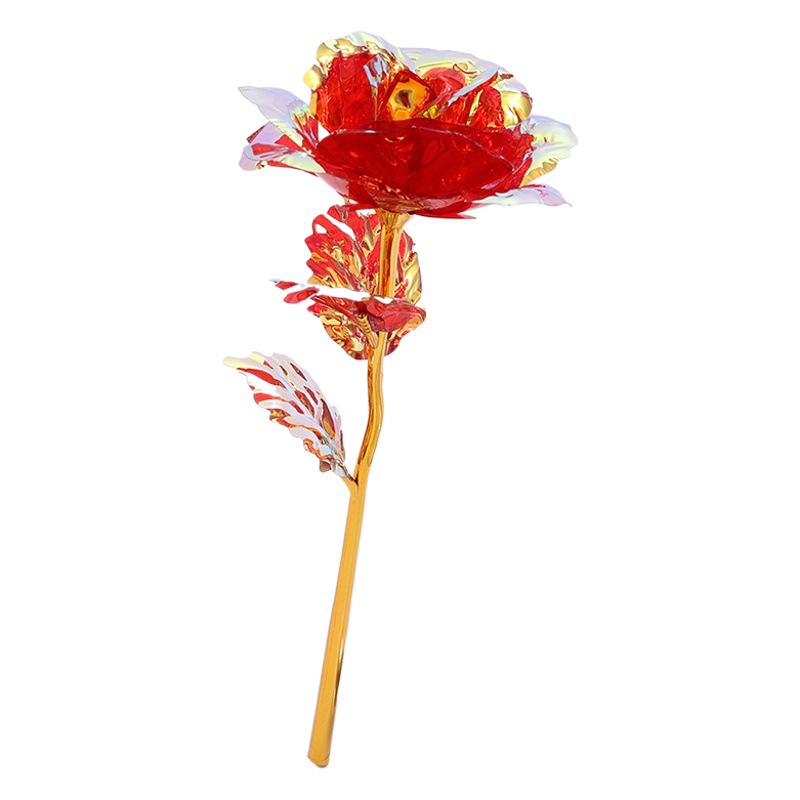 Colorful Gold Foil Rose Flower Chinese Valentine's Day 24 Starry Sky Rose Manufacturer Wholesale Plastic Artificial Flower Bionic Wedding