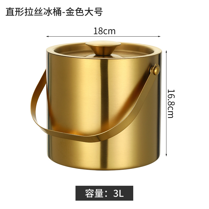 Picture of Amazon Stainless Steel Double-Layer Ice Bucket Bar Champagne Red Wine Beer Commercial Ice Bucket Stainless Steel Bucket