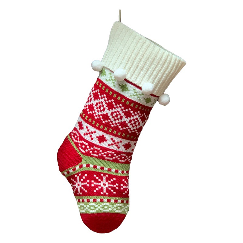 2021 New Christmas Decoration Supplies Christmas Socks Gift Bag Family Knitted Jacquard Christmas Decoration Socks