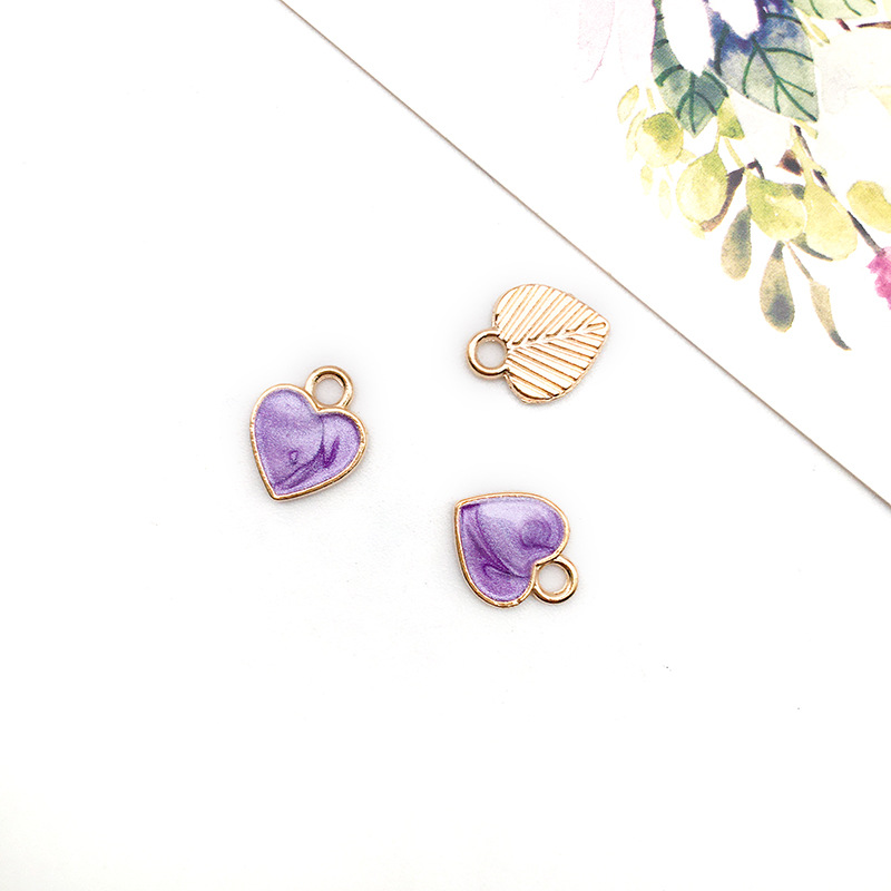 Picture of 1 K-Style of Oil Dripping Peach Heart-Shaped Pendant DIY Zinc Alloy Pendant Earrings Necklace 11mm Jewelry Accessories Material