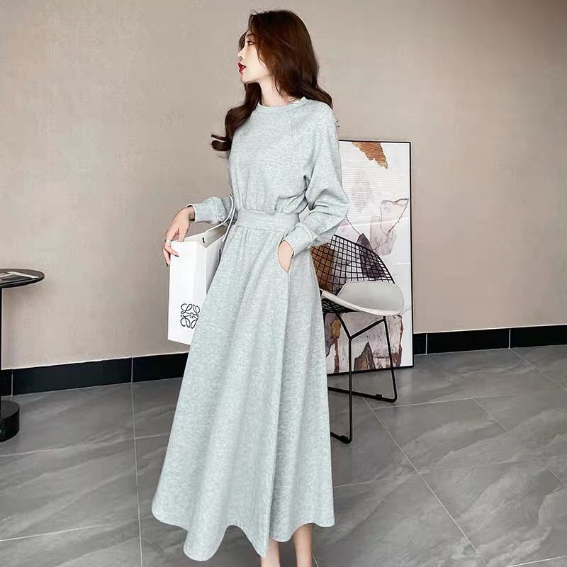 Autumn and Winter Fashion dress New Arrival Korean Style Elegant Long Sleeve Slimming Waist Long Sweat Dress Women's Fashion