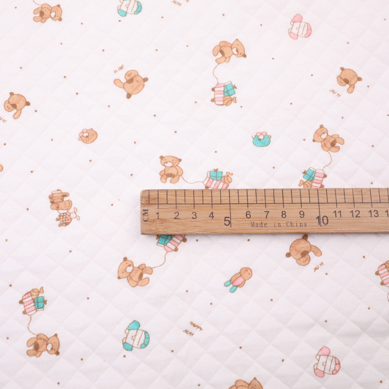 Picture of Original White Diamond Lattice Jacquard Air Layer Printed Baby Quilted Fabric Baby Jumpsuit Sleeping Bag Quilted Fabric