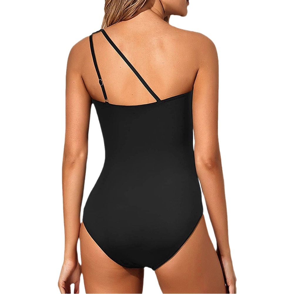 2023 Europe and the United States cross-border foreign trade new shoulder one-piece tight swimsuit women sexy solid color backless a generation of hair