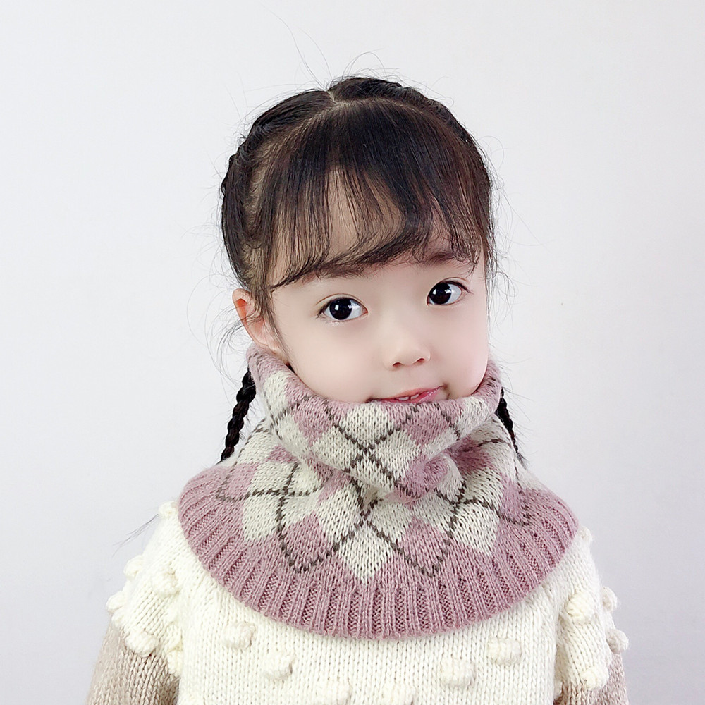 Children's scarf warm Plaid baby collar autumn and winter boys' and girls' windproof scarf new knitted scarf fashion