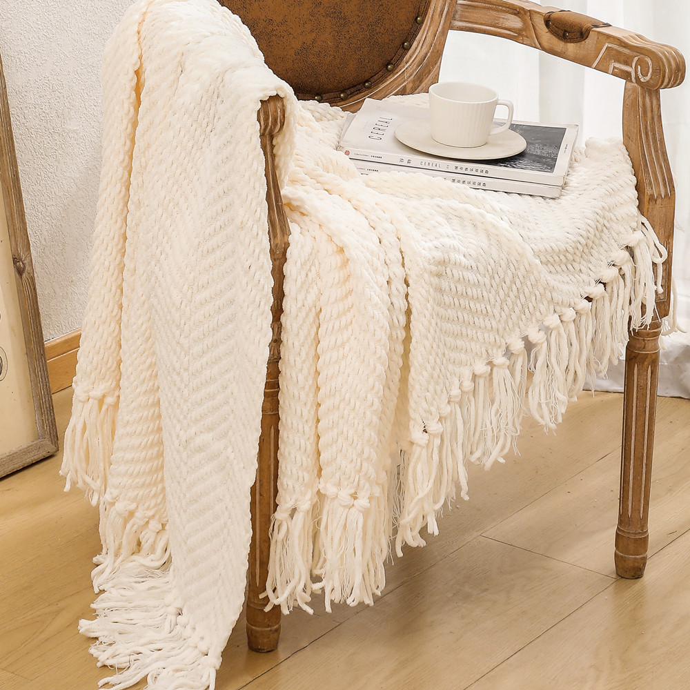 Sofa Blanket Bed End Towel Chenille Blanket Woven Blanket Air-conditioning Blanket Shawl Blanket Herringbone Nap Blanket