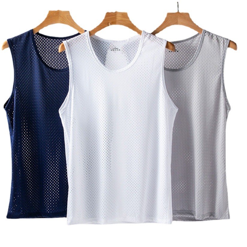 Men's Ice Silk Mesh Vest Summer Thin Slim Fitness Sports Men's Sleeveless Vest Men's Bottoming Wholesale
