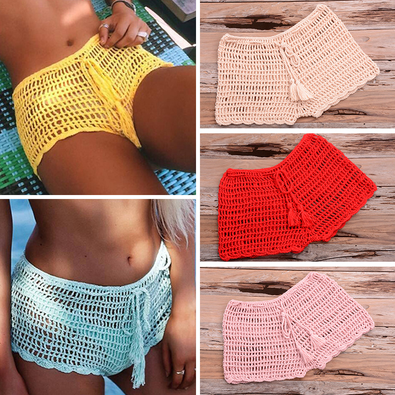 AliExpress hand-woven beach women's swimming trunks foreign trade explosions ebay wish strap hollow boxer shorts wholesale