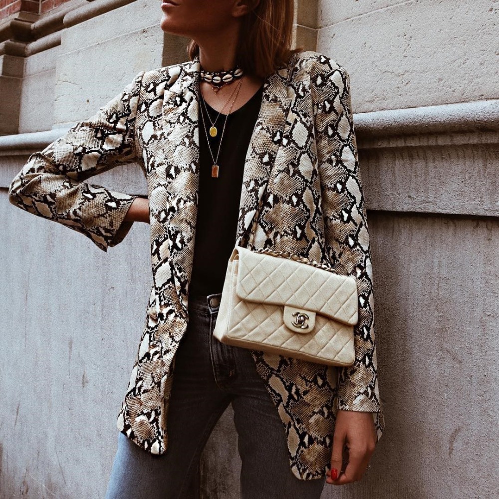 Picture of AliExpress Wish European and American New Women's Snake Print Long-sleeved Slim-fit Jacket Small Suit