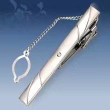 Picture of Metal tie clip men's suit chain 140 simple flower type business atmosphere with drill tie clip