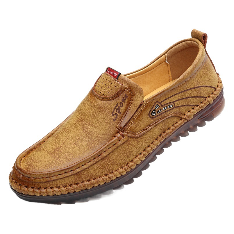 2021 spring new men's casual leather shoes lazy slip-on Tods handmade stitching leather driving men's leather shoes